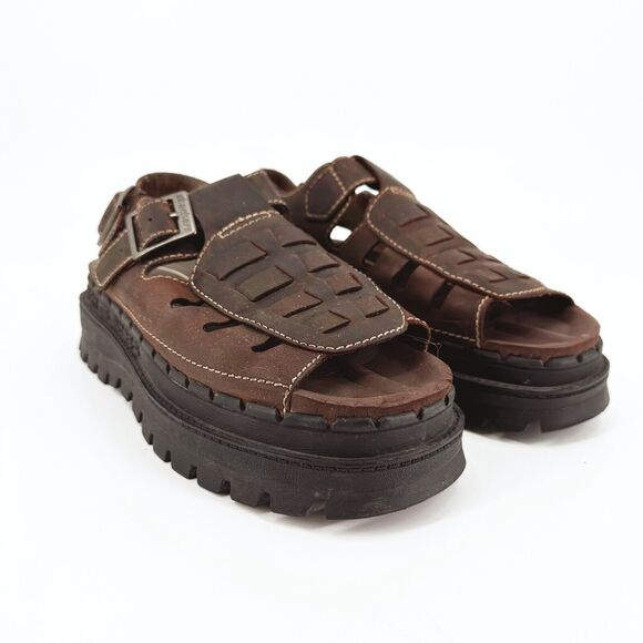 Vintage Jammers Brown Leather Platform Fisherman Sandals - Picture 2 of 12